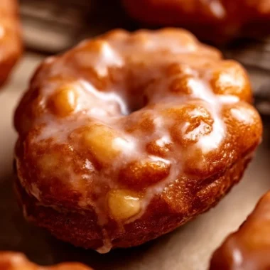 Delicious baked apple fritters topped with a sweet glaze