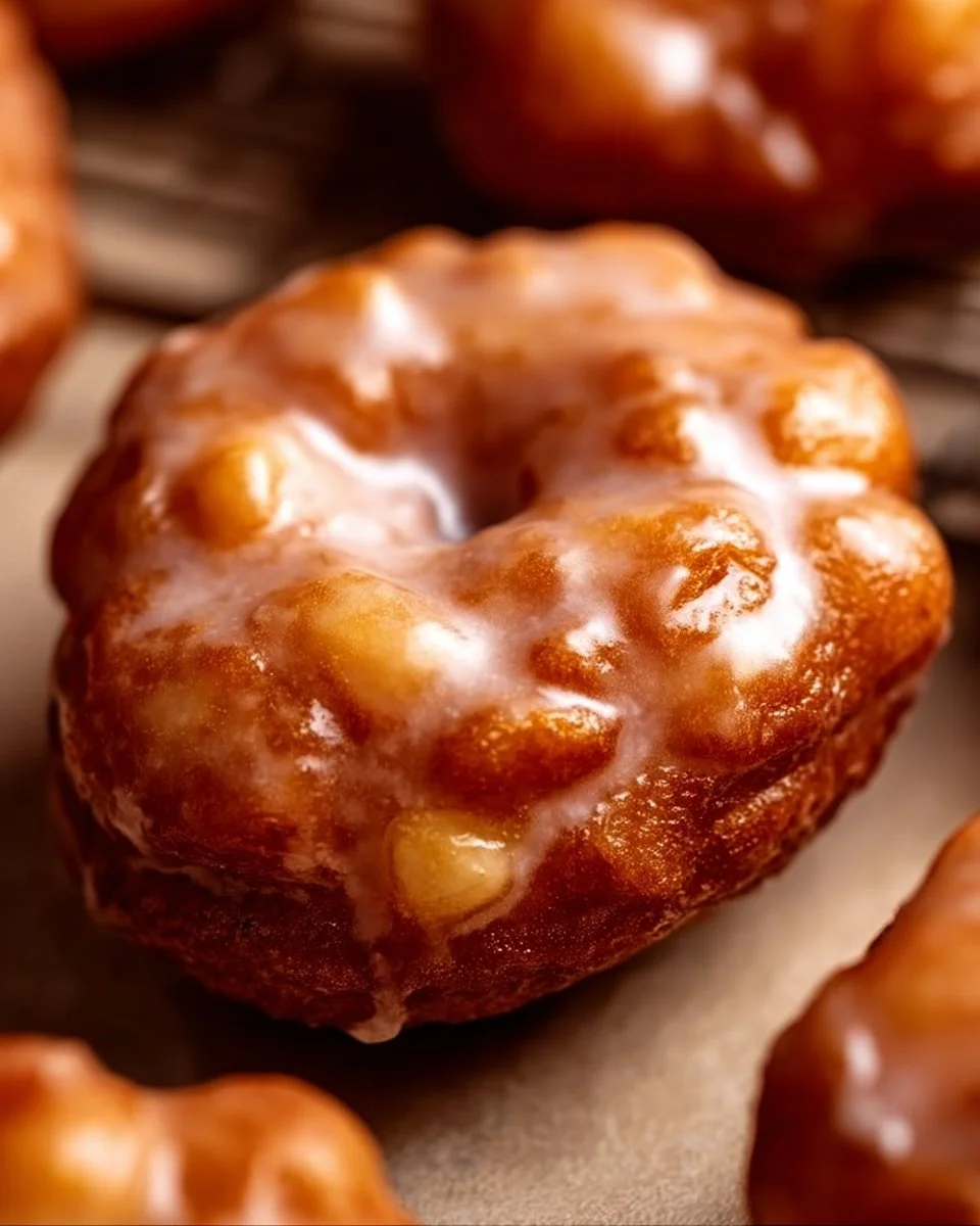 Delicious baked apple fritters topped with a sweet glaze