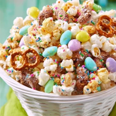 Colorful Bunny Bait Easter Snack Mix with candies and snacks for spring festivities