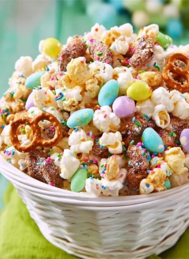 Colorful Bunny Bait Easter Snack Mix with candies and snacks for spring festivities