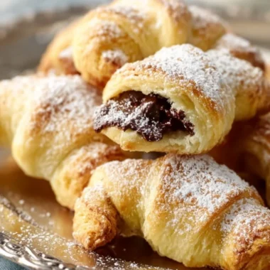 Delicious chocolate crescents with flaky pastry and rich chocolate filling