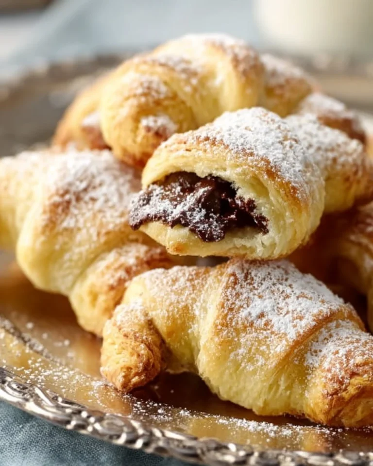 Delicious chocolate crescents with flaky pastry and rich chocolate filling