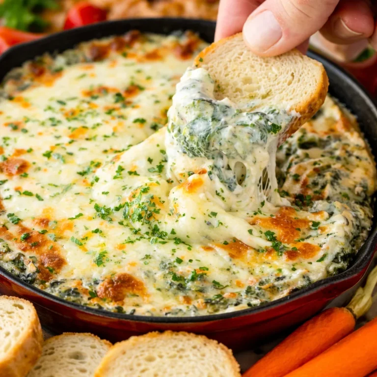 Delicious creamy spinach dip served with crackers for a perfect appetizer.