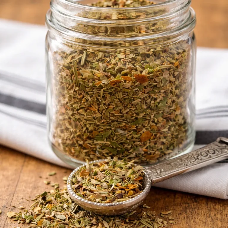 Homemade Italian seasoning blend of dried herbs like basil, oregano, and rosemary.