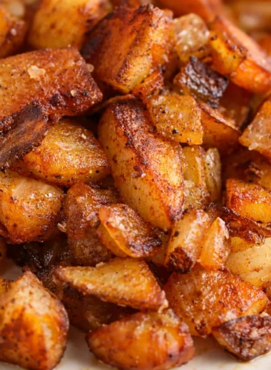 Crispy home fries with golden-brown exterior, perfect for breakfast or brunch side dish.