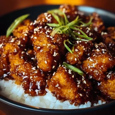 Crispy orange chicken served with garnishes
