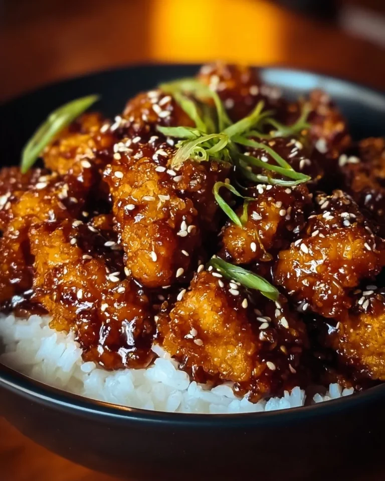 Crispy orange chicken served with garnishes
