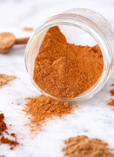 Homemade pumpkin pie spice recipe with cinnamon, ginger, nutmeg, allspice.