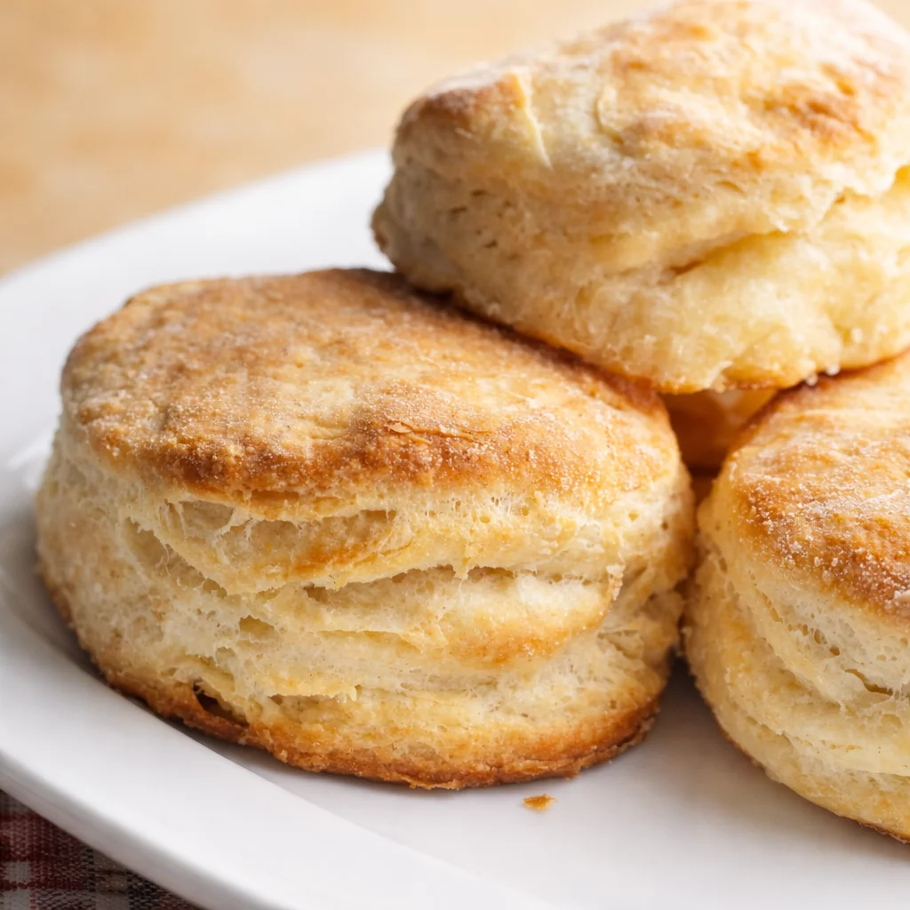 Fluffy homemade country biscuits fresh out of the oven, perfect for breakfast.