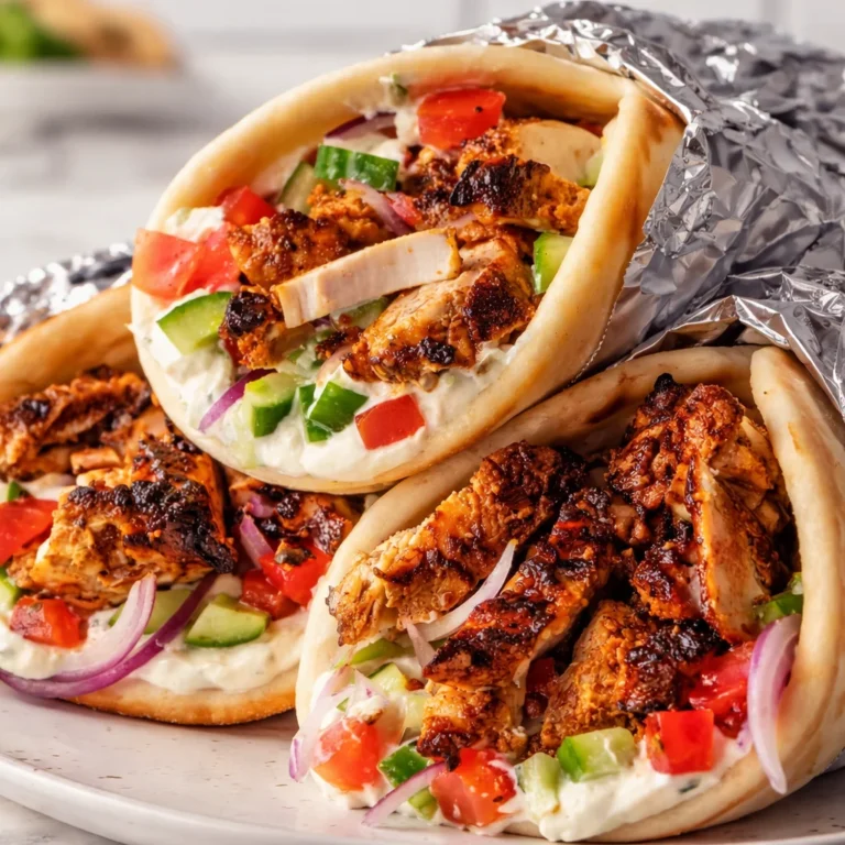 Marinated chicken gyros served with tzatziki sauce and warm pita bread.