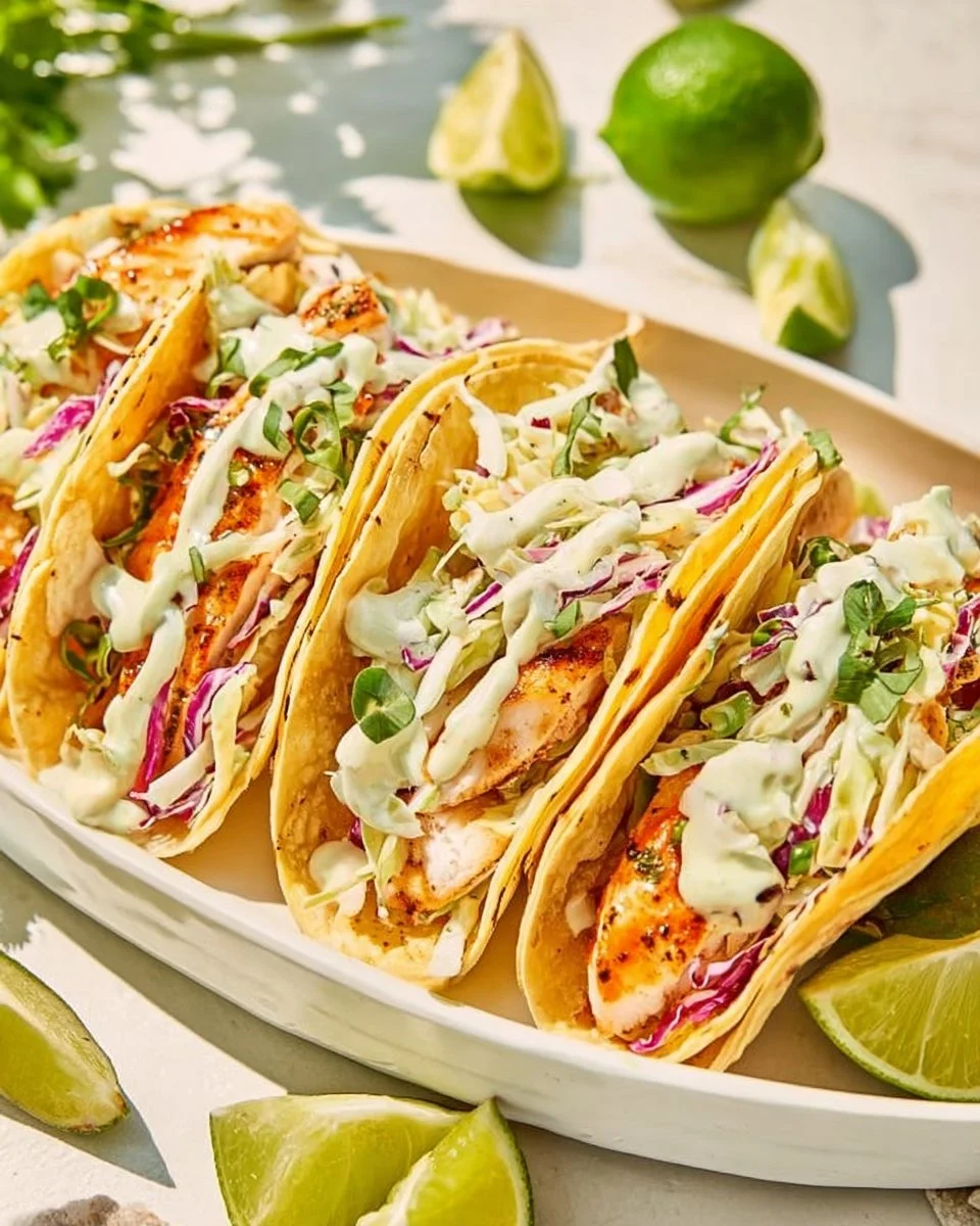 Delicious easy fish tacos with fresh toppings and vibrant flavors