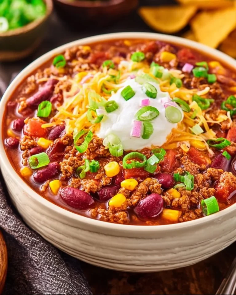 Delicious serving of easy taco soup in a bowl with toppings