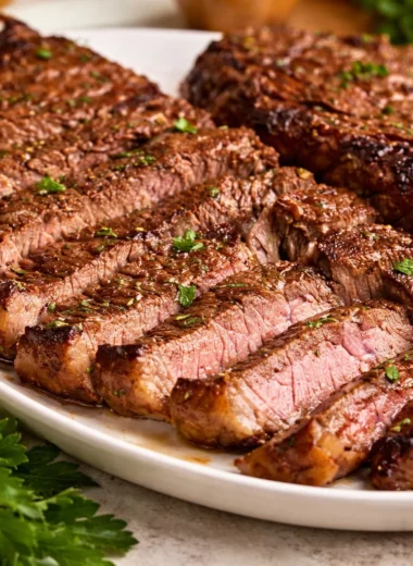 Homemade steak marinade with soy sauce, olive oil, and garlic for flavorful grilling.