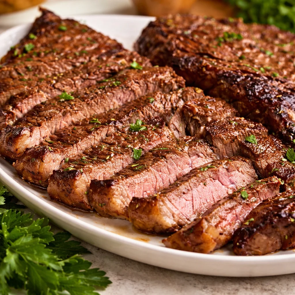 Homemade steak marinade with soy sauce, olive oil, and garlic for flavorful grilling.