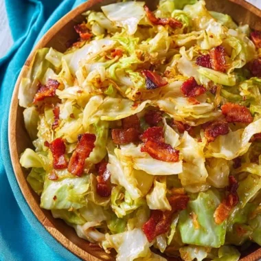 Deliciously cooked fried cabbage served in a skillet