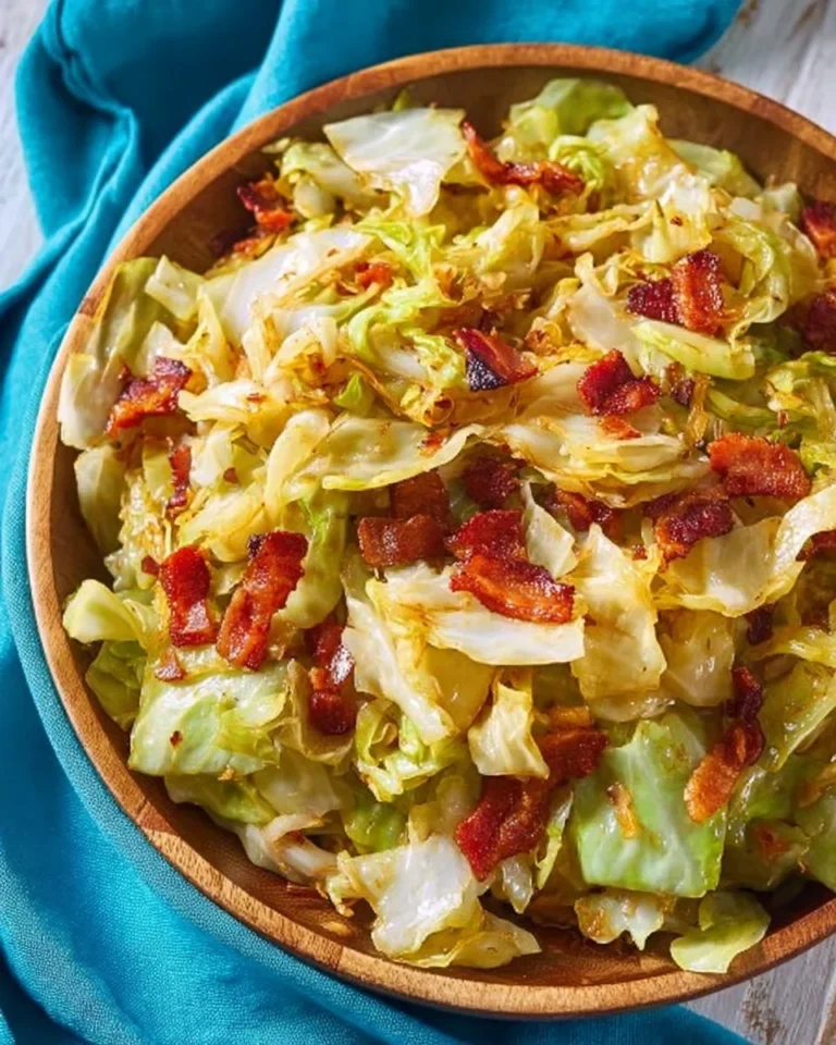Deliciously cooked fried cabbage served in a skillet