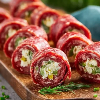Delicious Keto Salami Roll-Ups served as a healthy snack option