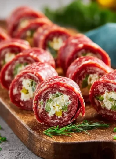 Delicious Keto Salami Roll-Ups served as a healthy snack option