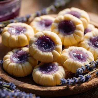 Delicious lemon lavender thumbprint cookies, perfect for baking enthusiasts.