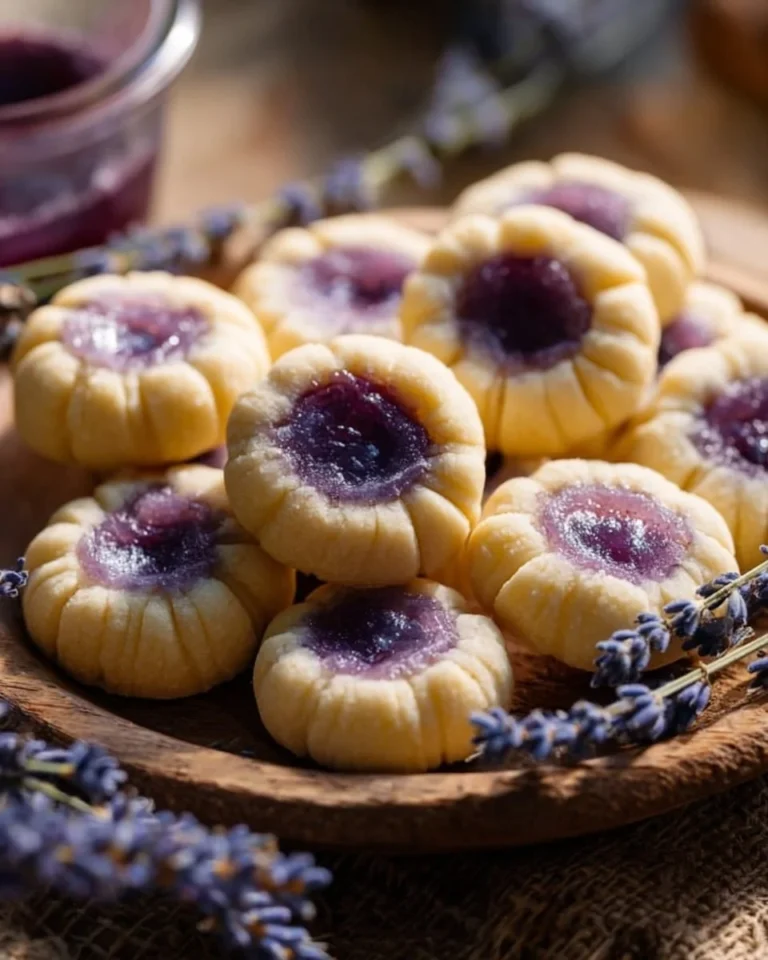Delicious lemon lavender thumbprint cookies, perfect for baking enthusiasts.
