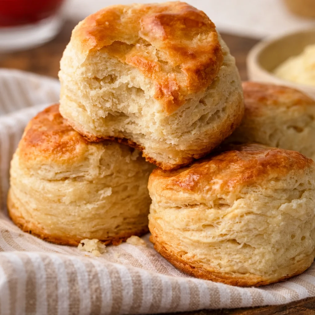 Delicious homemade biscuit recipe with flaky, soft layers made from scratch.