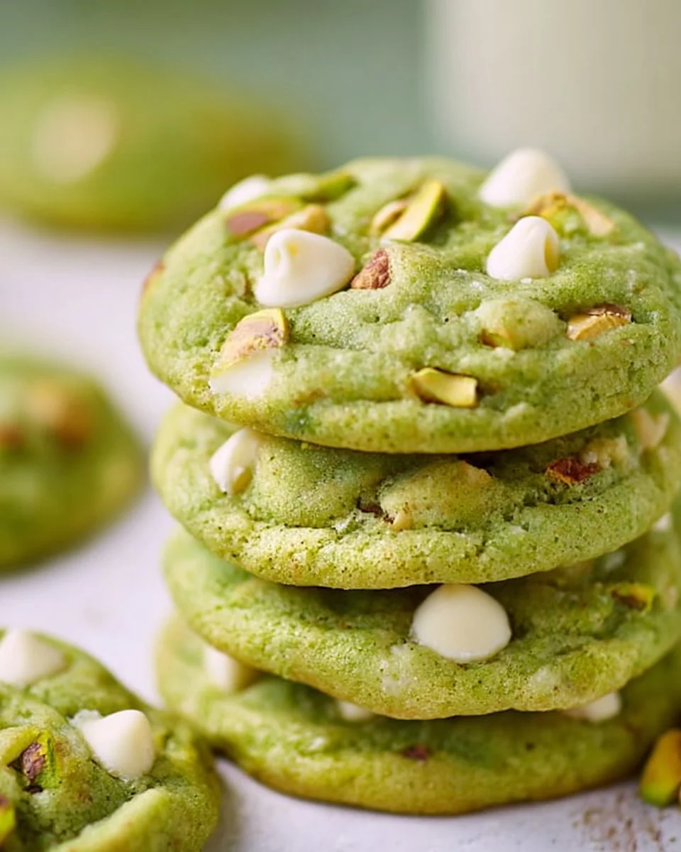 Delicious pistachio pudding cookies on a plate, perfect for dessert lovers
