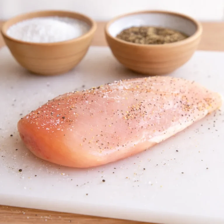 Perfectly cooked chicken breasts on a skillet, showcasing juicy, tender texture.