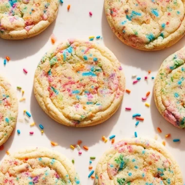 Soft chewy funfetti sprinkle cookies with vibrant colors and sprinkles