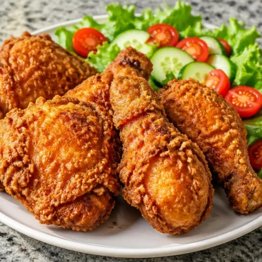 Crispy fried chicken plate with sides and dipping sauce