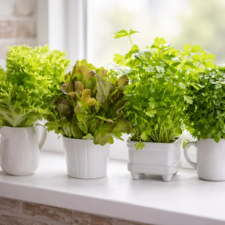 Indoor small kitchen garden setup for apartments and tiny spaces with herbs and vegetables.