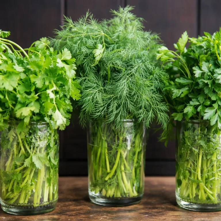 Fresh herbs stored properly to enhance flavor and longevity.