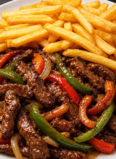 Delicious Sizzling Beef Pepper Plate with tender beef and colorful peppers