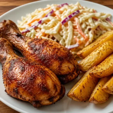 Smoky Roast Chicken Plate Dinner with sides and garnishes