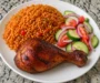 Spicy Chicken Plate With Jollof Rice And Salad