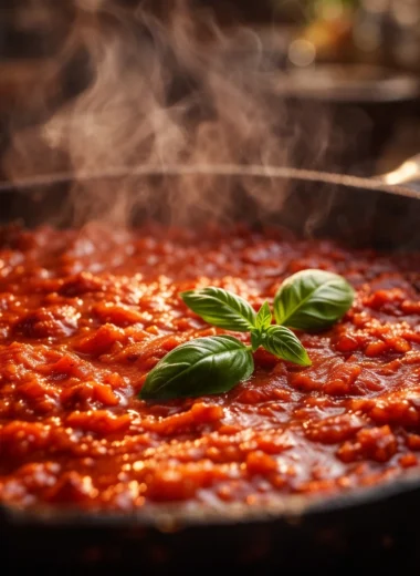 Homemade pasta sauce made with fresh ingredients and ready in under an hour.