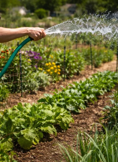 Beginner watering techniques for a thriving kitchen garden.