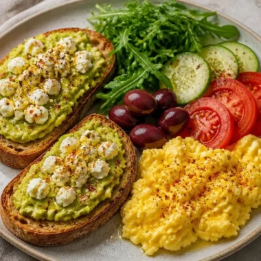 Creamy avocado toast with toppings for a healthy breakfast