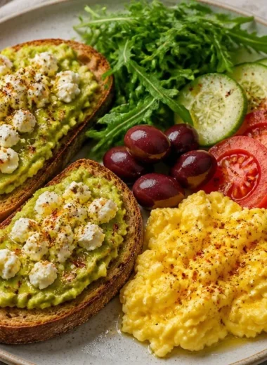 Creamy avocado toast with toppings for a healthy breakfast