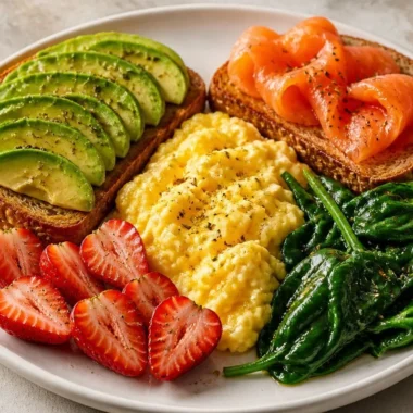 Creamy breakfast power plate filled with nutritious ingredients for a healthy meal.
