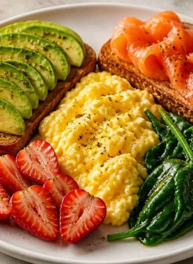 Creamy breakfast power plate filled with nutritious ingredients for a healthy meal.