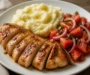 Creamy Garlic Chicken With Mash And Tomato Salad