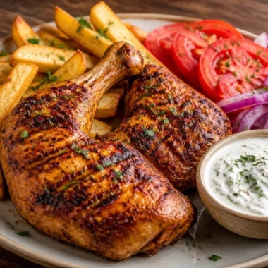 A delicious plate of crispy chicken served with golden fries.