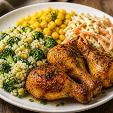 Crispy Garlic Herb Chicken Platter with fresh herbs and spices