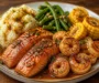 Crispy One-Pan Honey Garlic Salmon and Shrimp