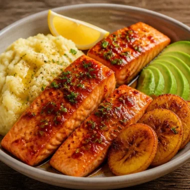 Easy salmon bowl with sweet-chili glaze, vibrant and healthy meal