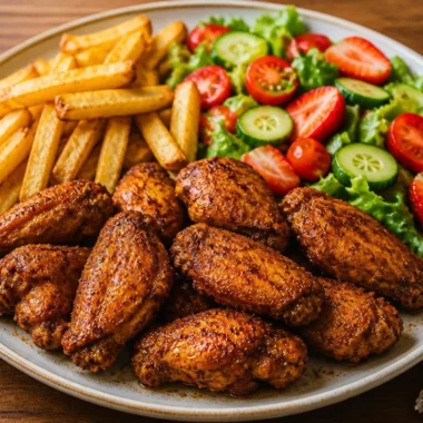 Golden Chicken Wings Platter served with dipping sauces