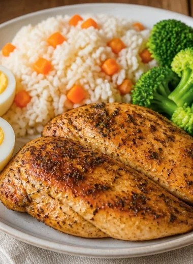 Golden Herb Chicken Rice with tender chicken and fragrant rice