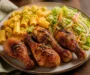 Smoky Chicken Drumsticks With Slaw And Veggie Pasta