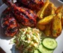 BBQ Chicken Drumsticks with Herb Roasted Potatoes & Creamy Coleslaw