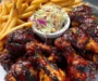 Crispy BBQ Chicken Drumsticks With Fries And Coleslaw